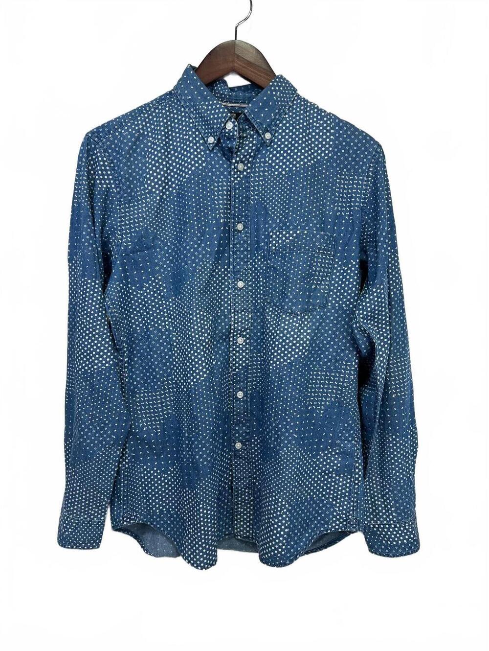 UNIQLO Men's Size S Slim Fit Blue Polka Dot Button-Up Shirt